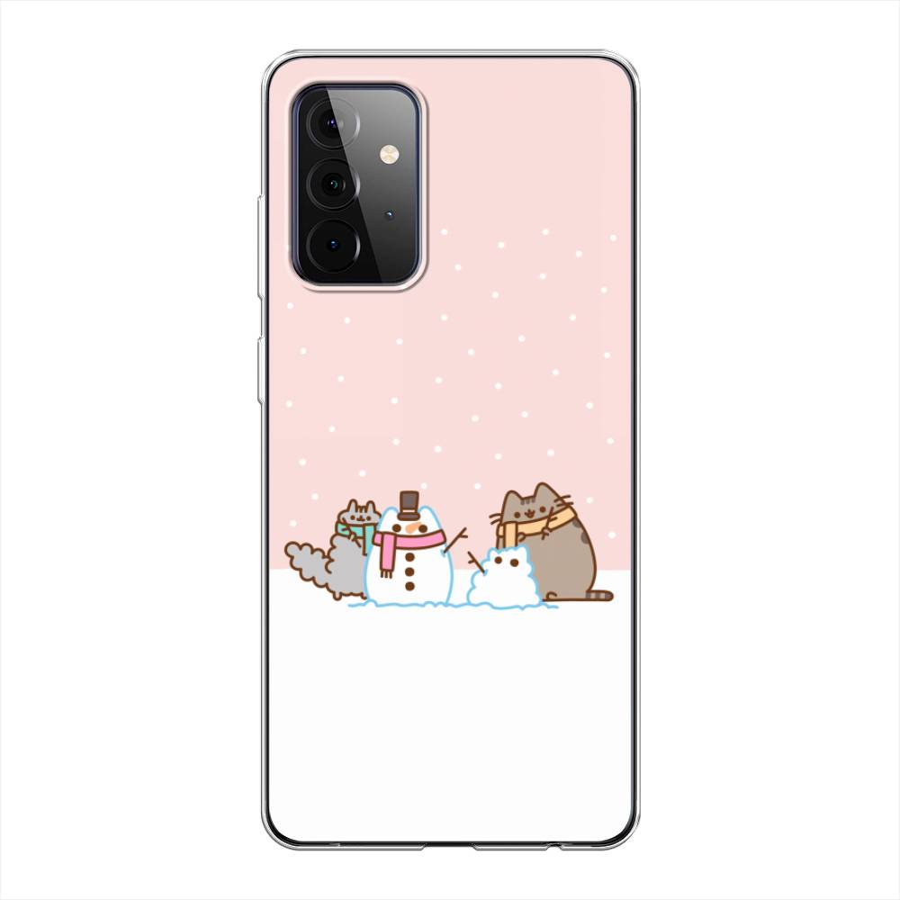 

Чехол на Samsung Galaxy A72 "Котики в снегу", Розовый;белый;серый, 2101950-5