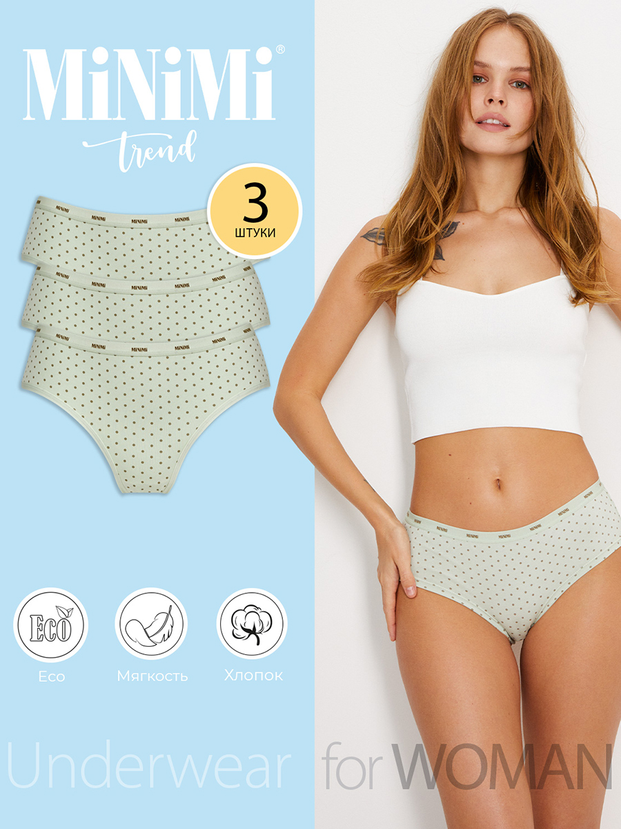 Комплект трусов женских Minimi MT_Pois_231 Panty (спайка 3 шт.) зеленых XL