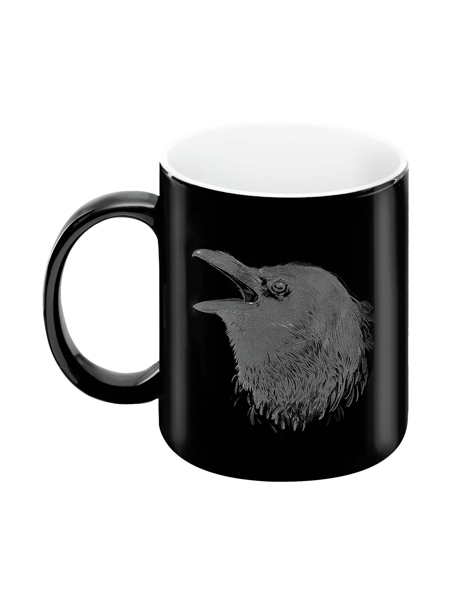 

Кружка LAMASKIS черная с рисунком Raven's head, Чашка керамическая из коллекции Corvus