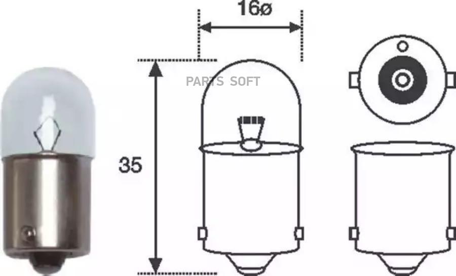 R5W 12MM_лампа! (R5W) 5W 12V BA15S габарит/подсвет.номерного знака\