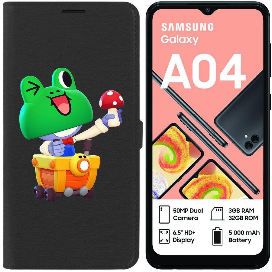 

Чехол-книжка Eco для Samsung Galaxy A04 (A045) Brawl Stars-Леонард Карл (черный)