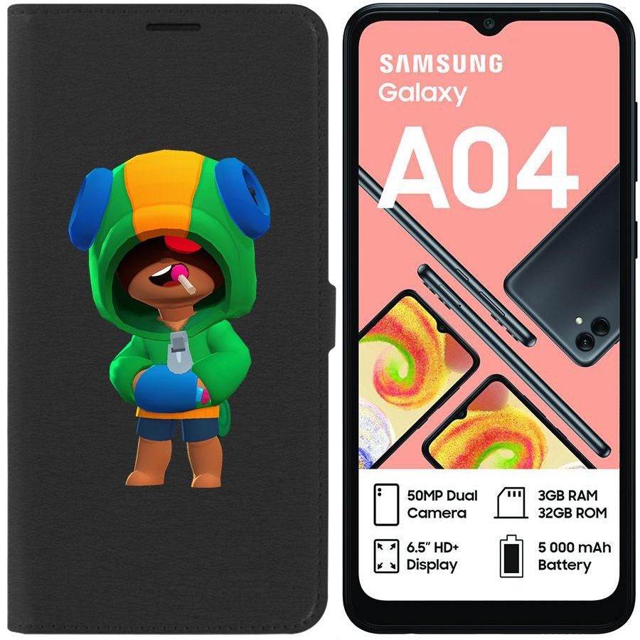 

Чехол-книжка Eco для Samsung Galaxy A04 (A045) Brawl Stars-Леон (черный)