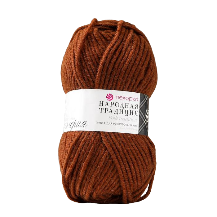 

Пряжа Народная традиция 30% шерсть 70% акрил 100м/100гр (416-Св.коричн), Коричневый