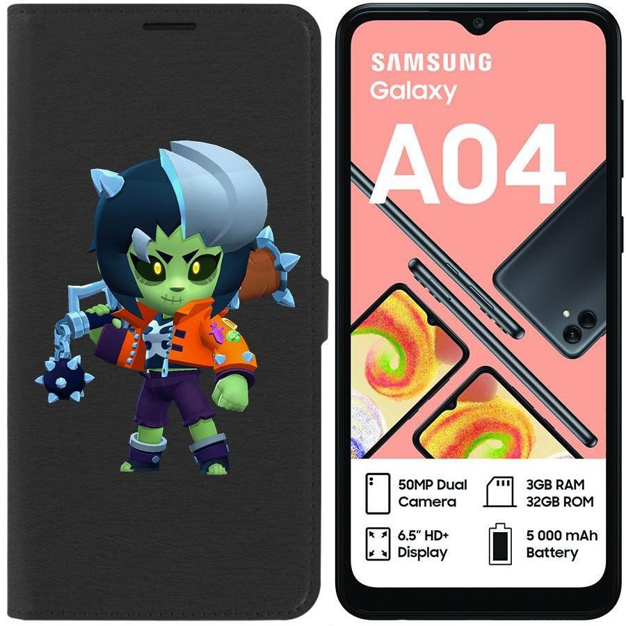 

Чехол-книжка Eco для Samsung Galaxy A04 (A045) Brawl Stars-ЗомБиби (черный)