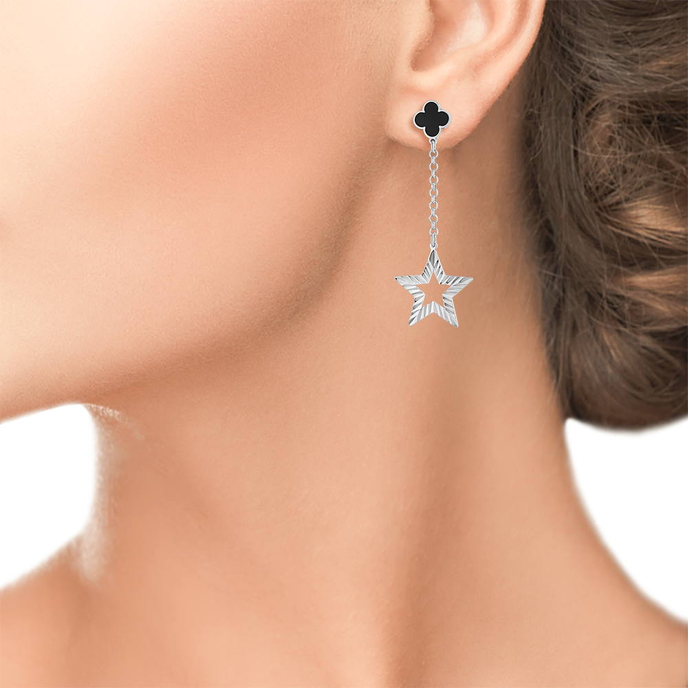 

Серьги из серебра ЮВЕЛИР КАРАТ 2028582/91ЧГ, эмаль, 2028582/91ЧГ