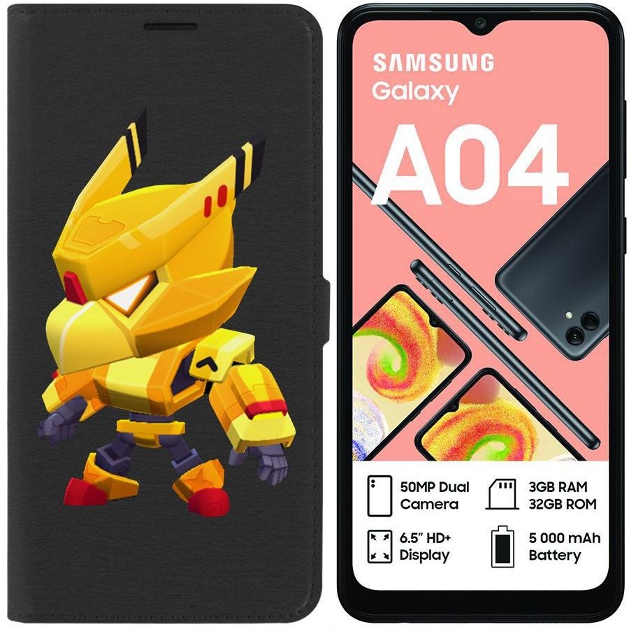 

Чехол-книжка Eco для Samsung Galaxy A04 (A045) Brawl Stars-Ворон Золотой Меха (черный)