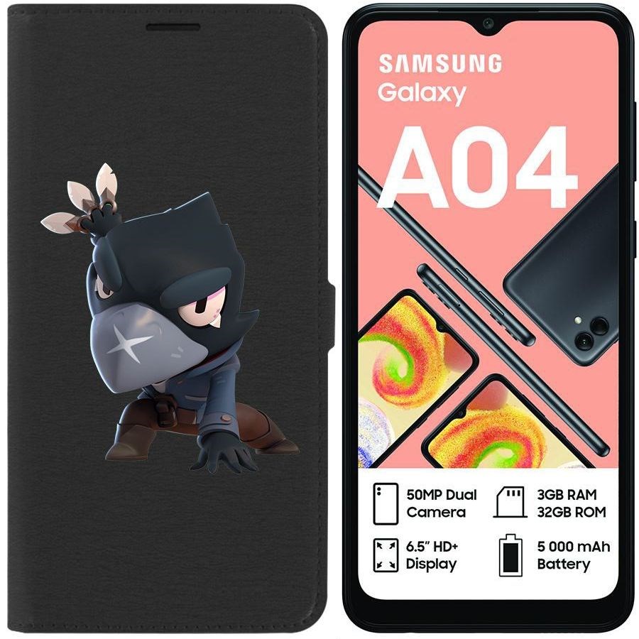 

Чехол-книжка Eco для Samsung Galaxy A04 (A045) Brawl Stars-Ворон (черный)