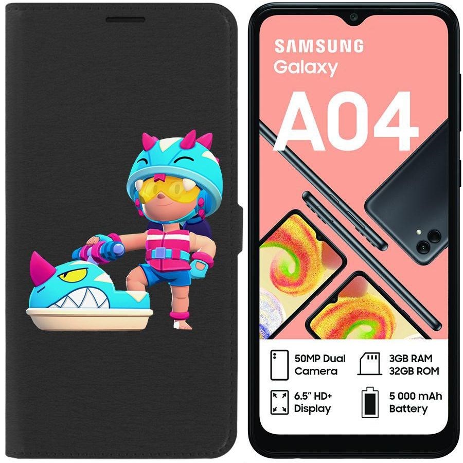 

Чехол-книжка Eco для Samsung Galaxy A04 (A045) Brawl Stars-Аквабайкер Джеки (черный)