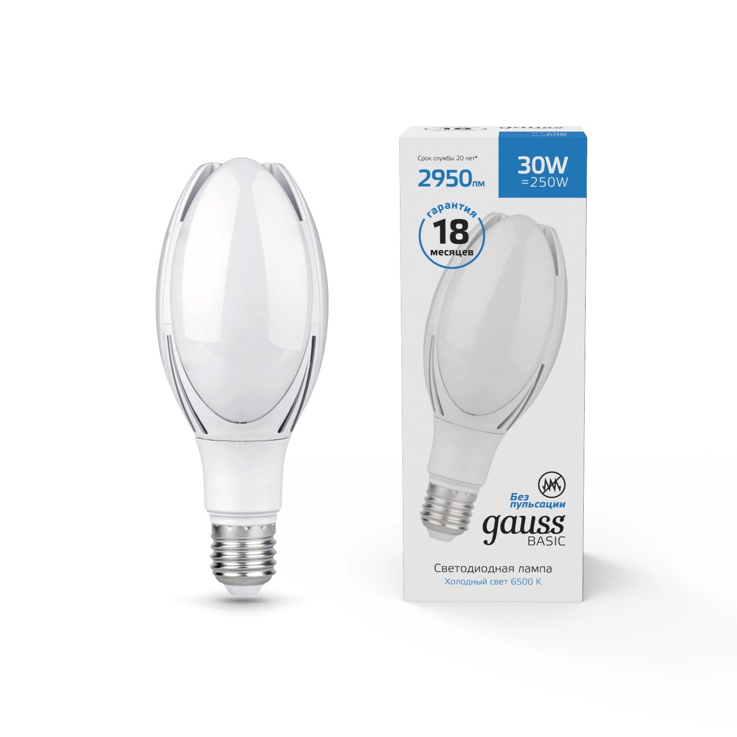 

Лампочка светодиодная Gauss Basic BT100 30W 6500K E40