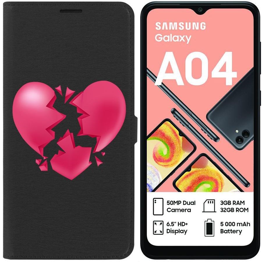 

Чехол-книжка Eco для Samsung Galaxy A04 (A045) Разбитое сердце (черный)