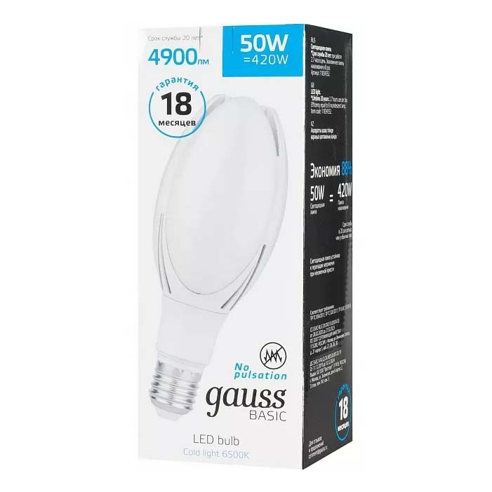 

Лампочка светодиодная Gauss Basic BT110 50W 6500K E40