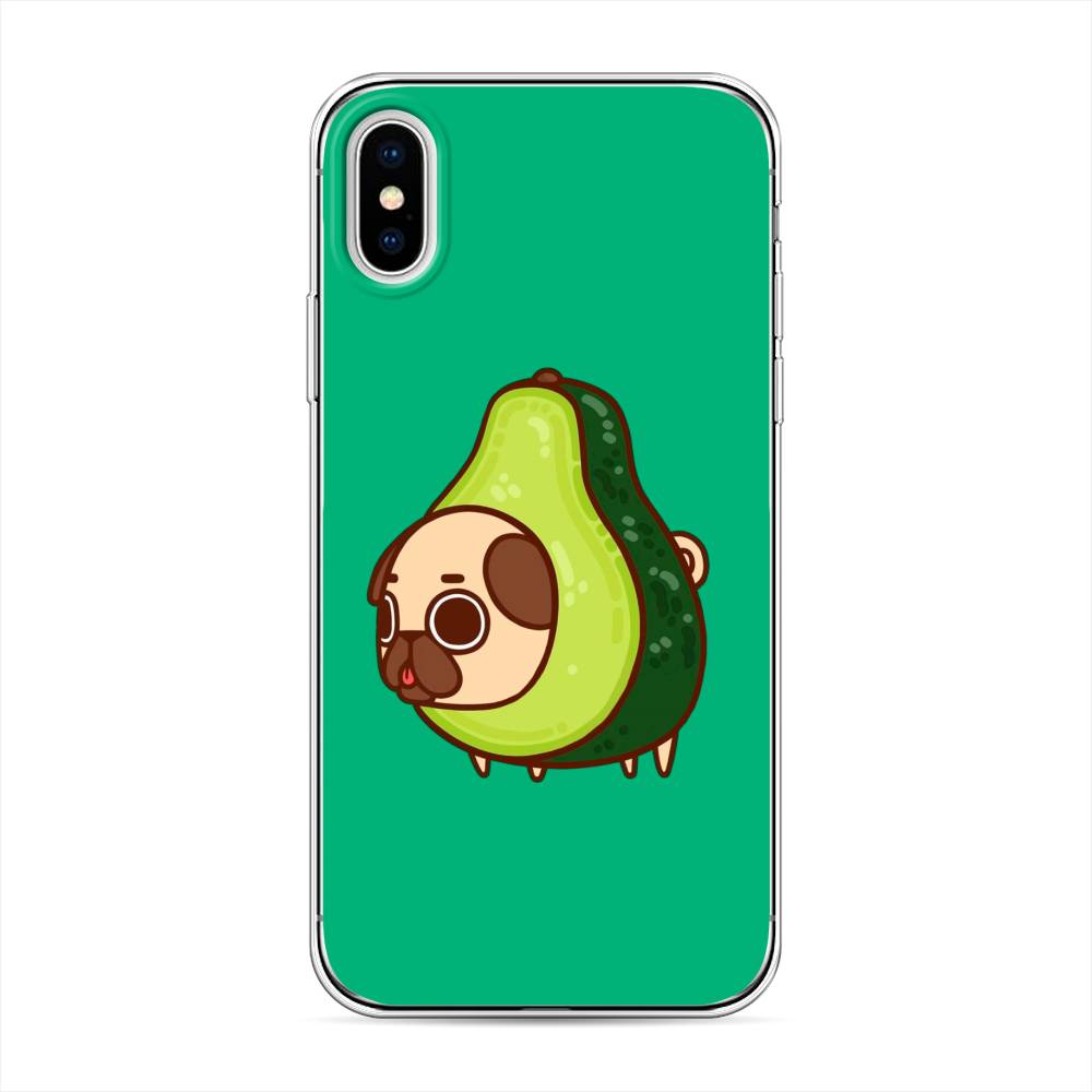 

Чехол на Apple iPhone XS "Мопс авокадик", Зеленый, 11850-1