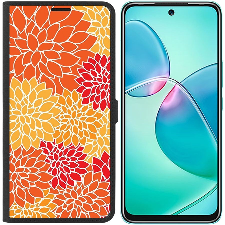 

Чехол-книжка Eco для Infinix Hot 12 Play Цветочный паттерн 7 (черный)