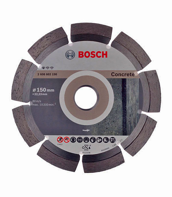 фото Диск алмазный по бетону bosch professional (2608602198) 150x22,2x2 мм сегментный сухой рез