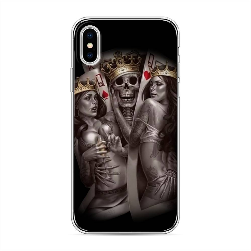 

Чехол на Apple iPhone XS "Карты король и королевы", Серый;желтый, 11850-6