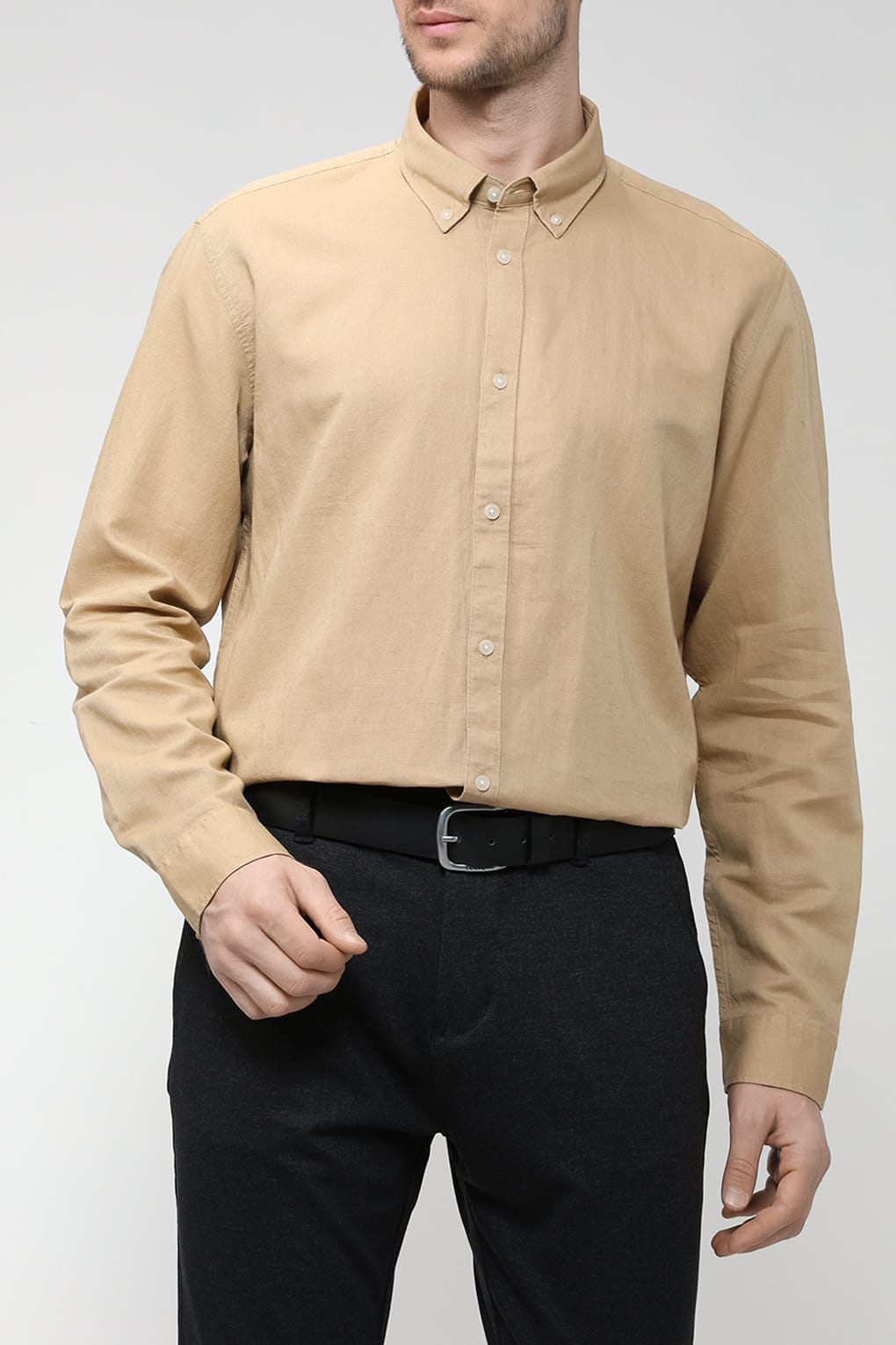 

Рубашка мужская Esprit Casual 993EE2F301 бежевая XL, Бежевый, 993EE2F301