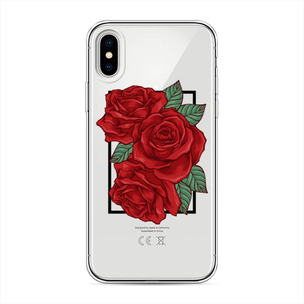 

Чехол для Apple iPhone X/XS "Три алые розы", Красный, 11050-2