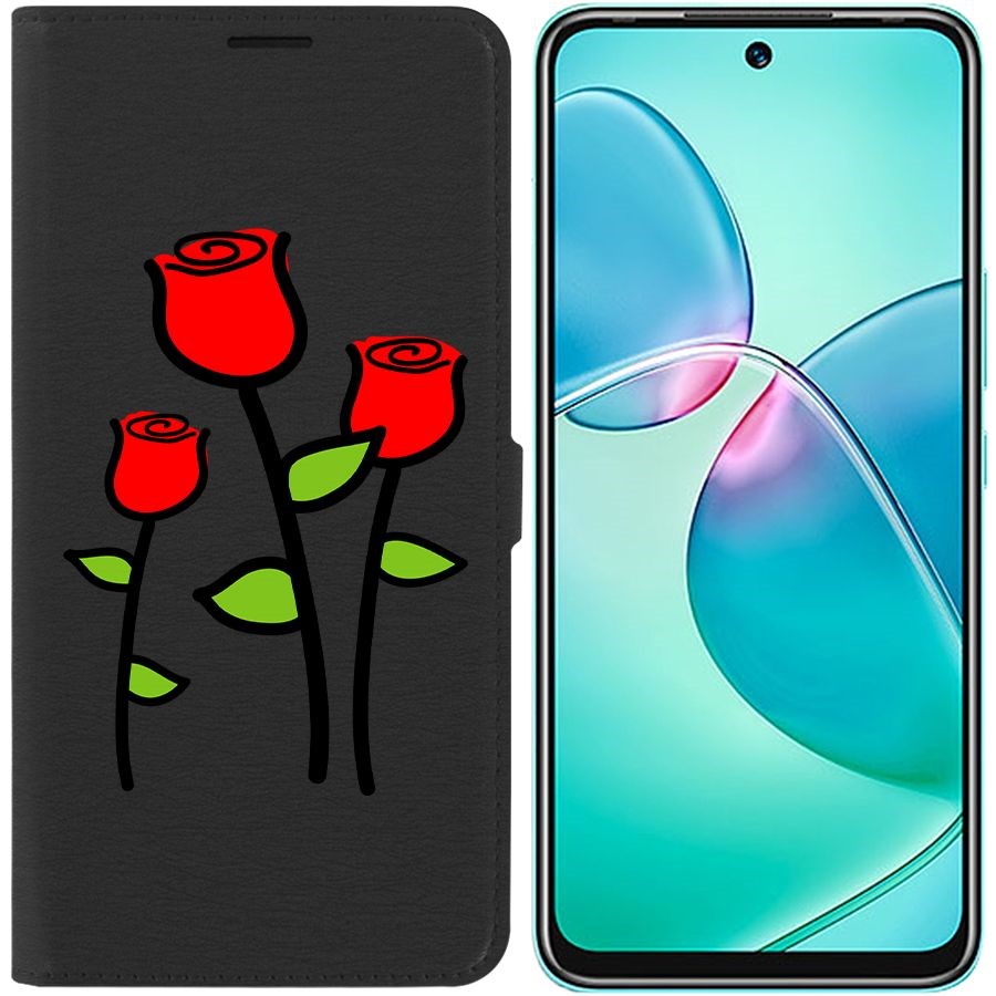 

Чехол-книжка Eco для Infinix Hot 12 Play Розочки (черный)