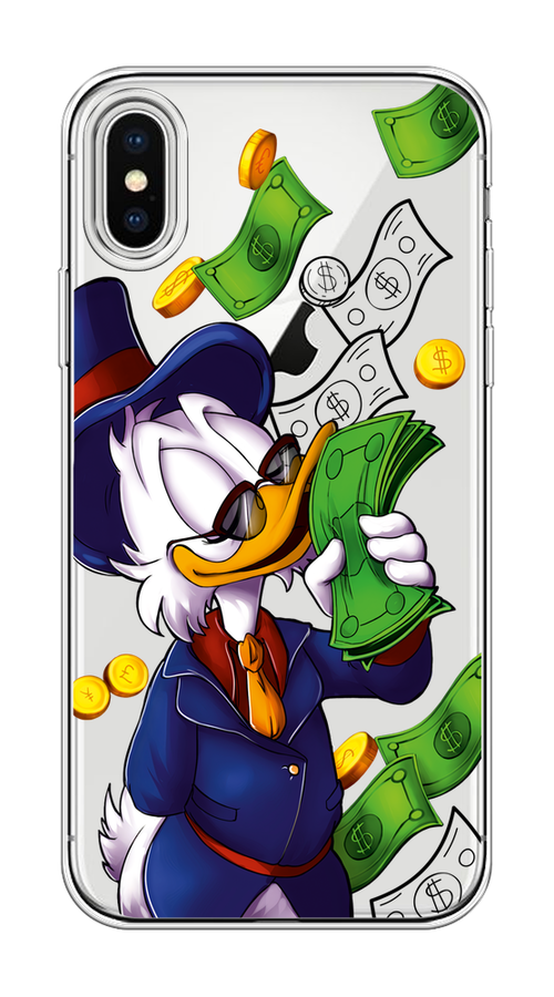 

Чехол на Apple iPhone X "Scrooge McDuck with Money", Синий;зеленый;белый, 11050-6