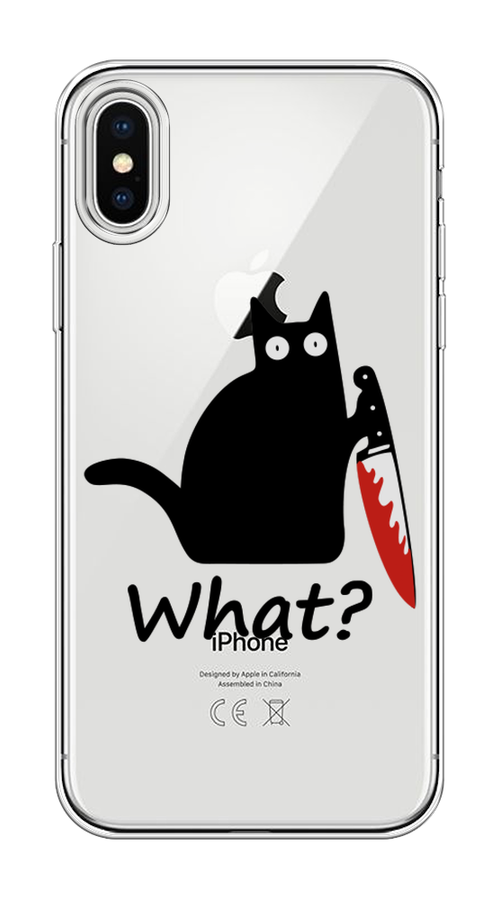 

Чехол на Apple iPhone X "Котик с ножом", Черный;красный, 11050-6