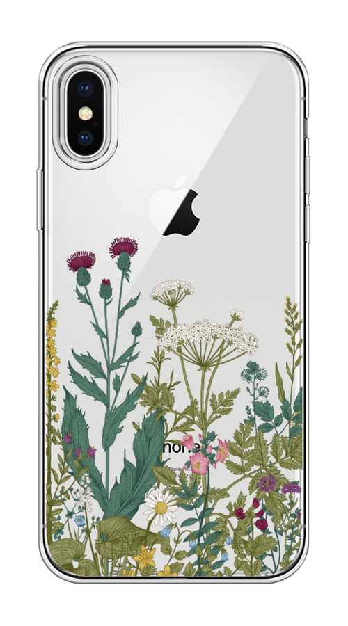 

Чехол на Apple iPhone X "Дикие полевые цветы", Зеленый;розовый;белый, 11050-2
