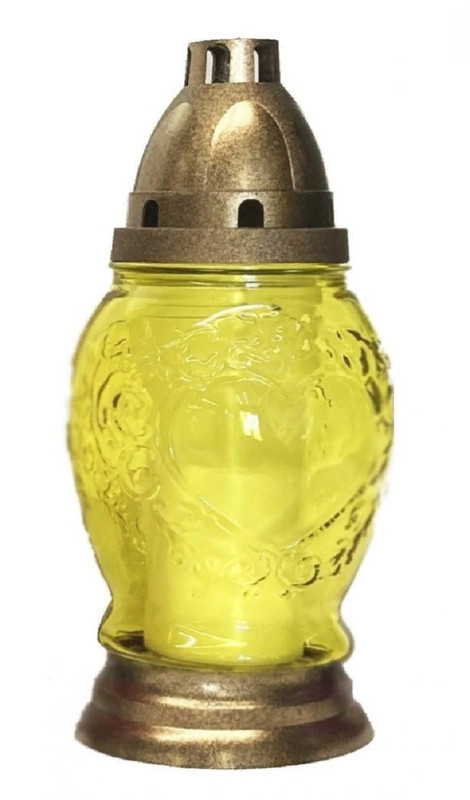 Лампада стеклянная Сердце с крышкой h-25,5 см желтая