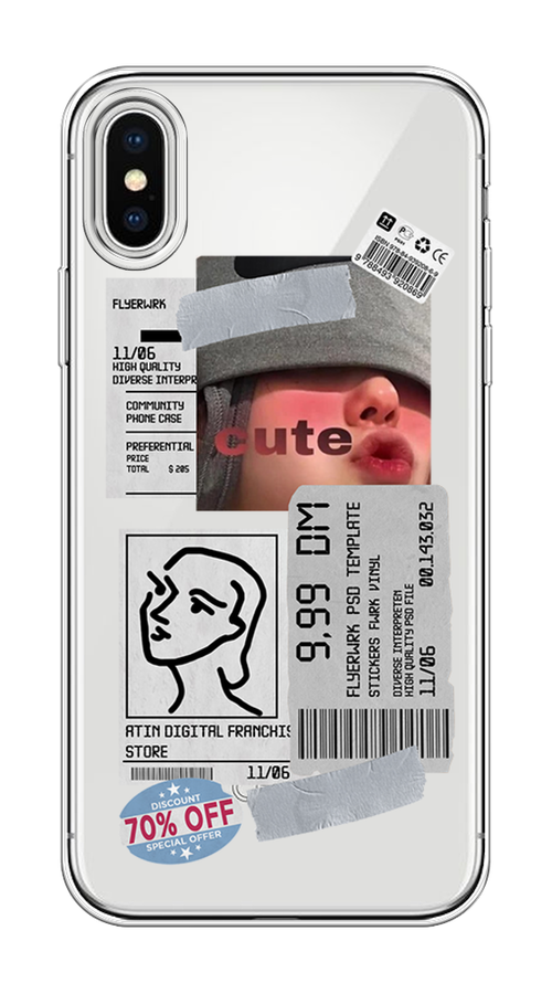 

Чехол на Apple iPhone X "Cute girl collage", Розовый;серый;голубой, 11050-6