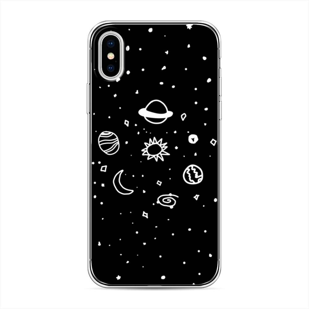 

Чехол на Apple iPhone X "Дудл солнечной системы", Бежевый;серый, 11050-2