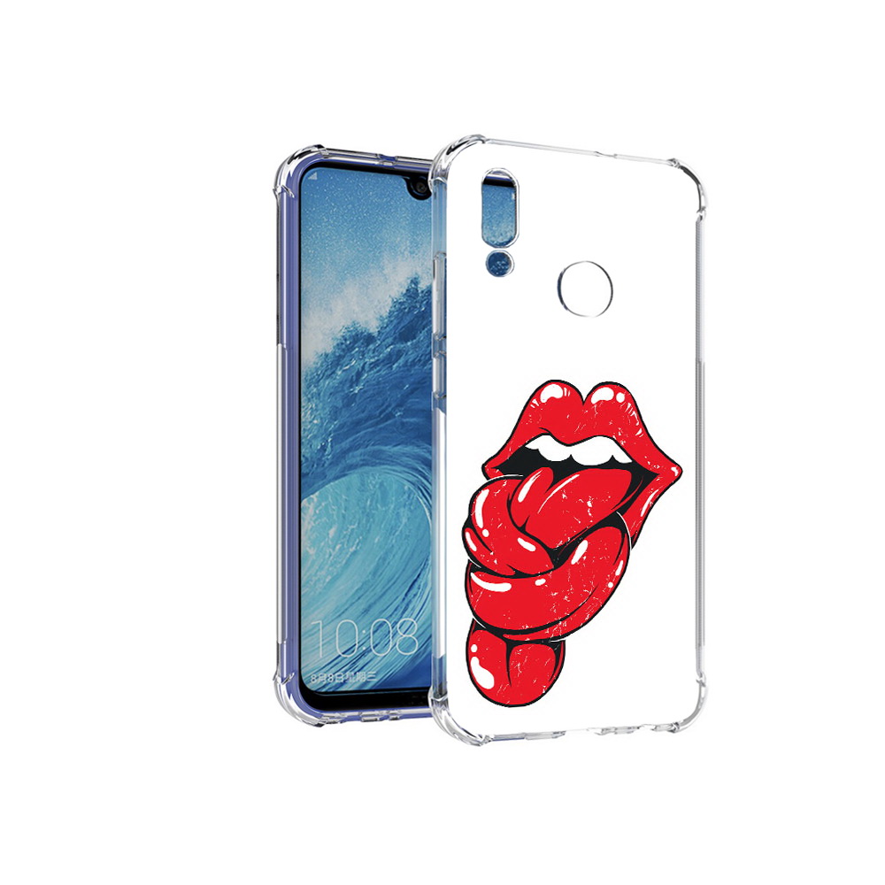 

Чехол MyPads Tocco для Huawei P Smart (2019) яркие губы с языком, Прозрачный, Tocco