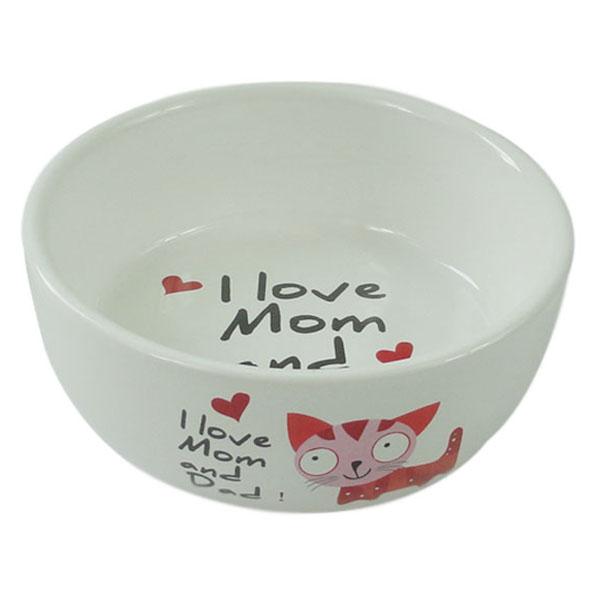 

Миска для животных Foxie I Love Mom керамическая 12,5 х 4,5 см красная 300 мл, Черный;белый;красный