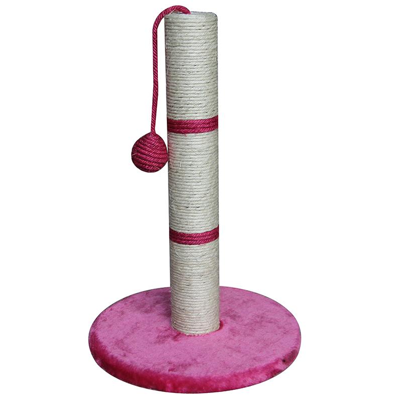 Когтеточка для кошек Foxie Столбик с игрушкой 30 x 30 x 50 см розовый