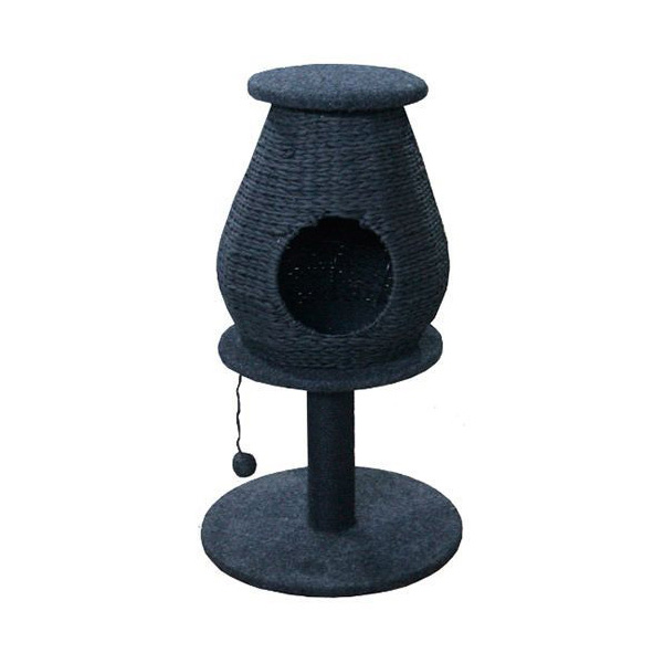 Домик для кошек Foxie плетеный на столбике с игрушкой серый 9 см 50 х 50 х 85 см