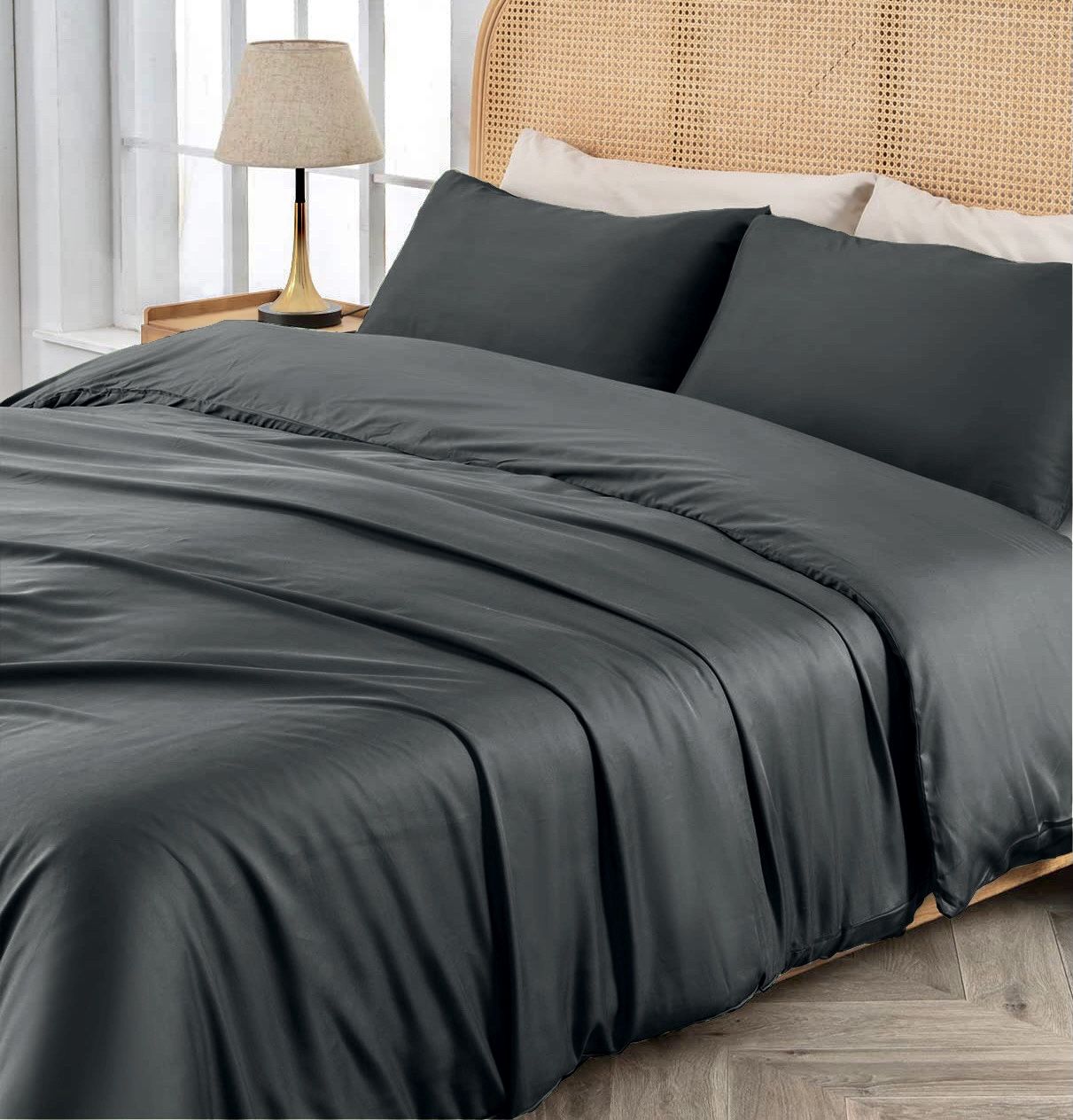 фото Комплект постельного белья шелковый сатин sweet sleep factory shsgeuro-70/r140 графит