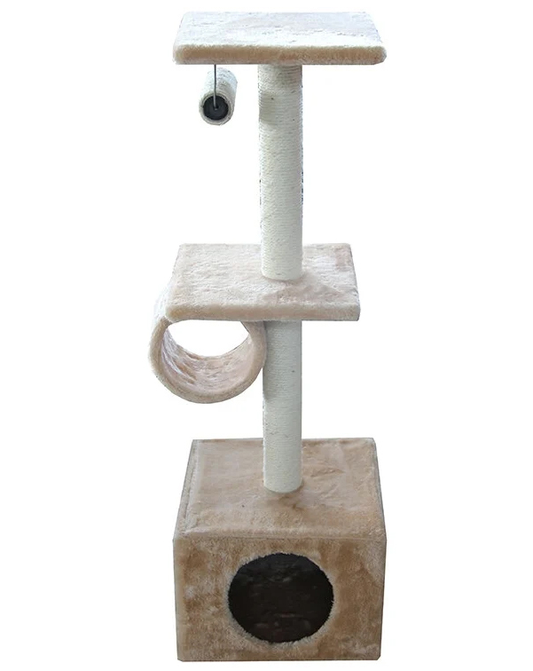 Когтеточка для кошек Foxie Домик с игрушкой бежевый 35 х 35 х 99 см