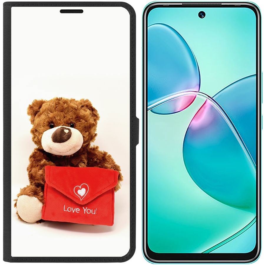 

Чехол-книжка Eco для Infinix Hot 12 Play Медвежонок тебя любит (черный)