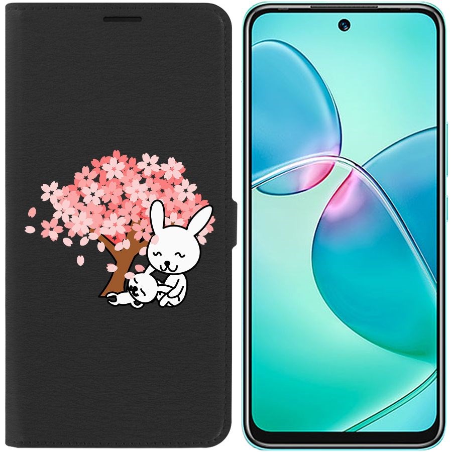 

Чехол-книжка Eco для Infinix Hot 12 Play Кролики (черный)