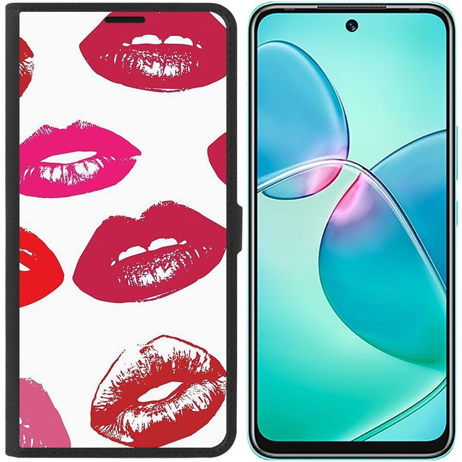 

Чехол-книжка Eco для Infinix Hot 12 Play Губы паттерн 2 (черный)