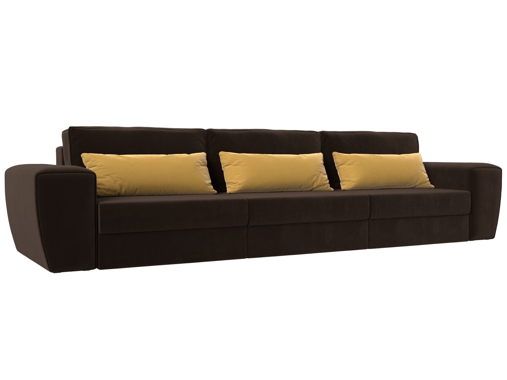 

Прямой диван Лига Диванов Лига-008 Long 372х107х94 см, коричневый\желтый, Прямой диван Лига-008 Long