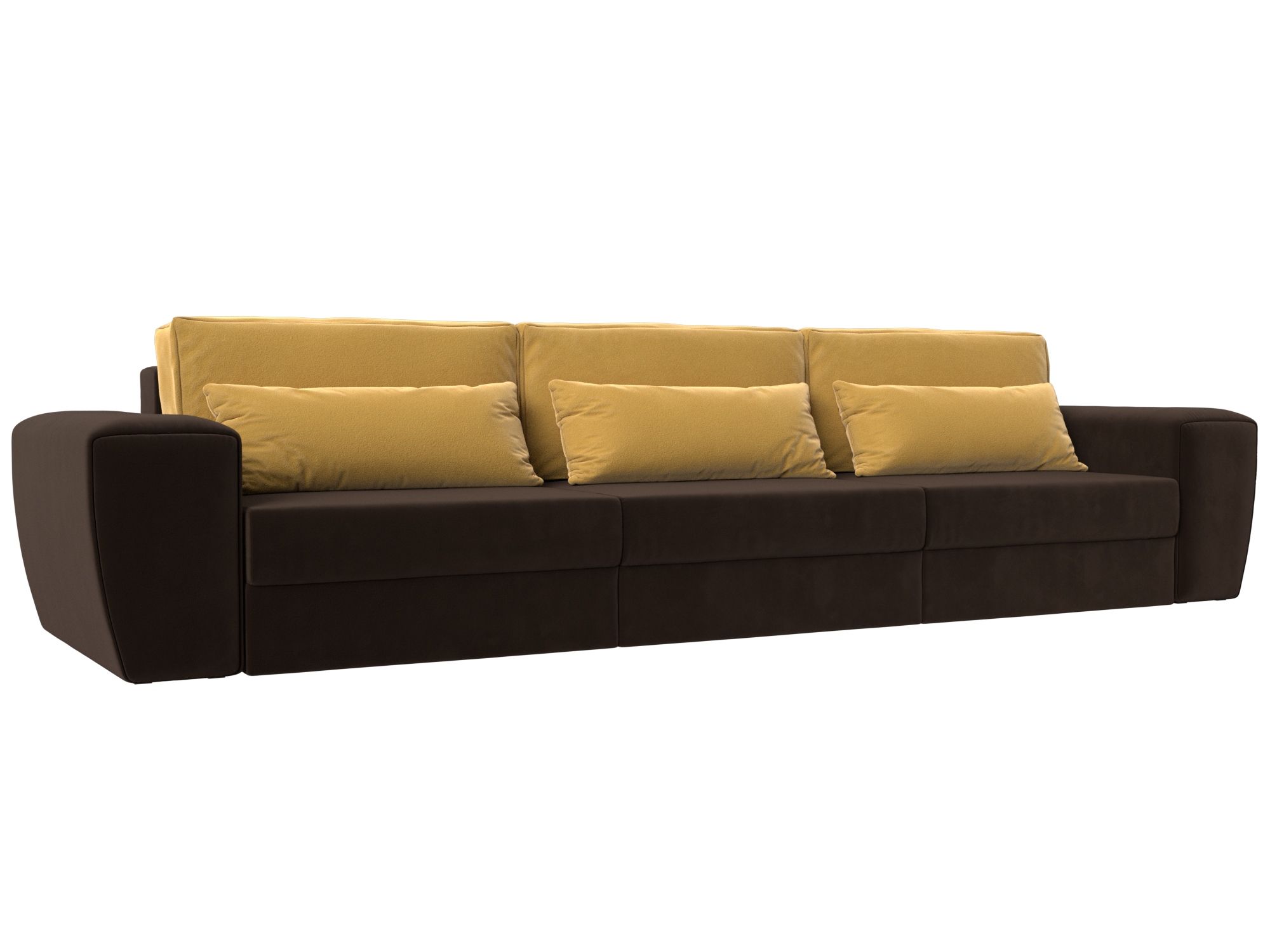 

Прямой диван Лига Диванов Лига-008 Long 372х107х94 см, коричневый\желтый, Прямой диван Лига-008 Long