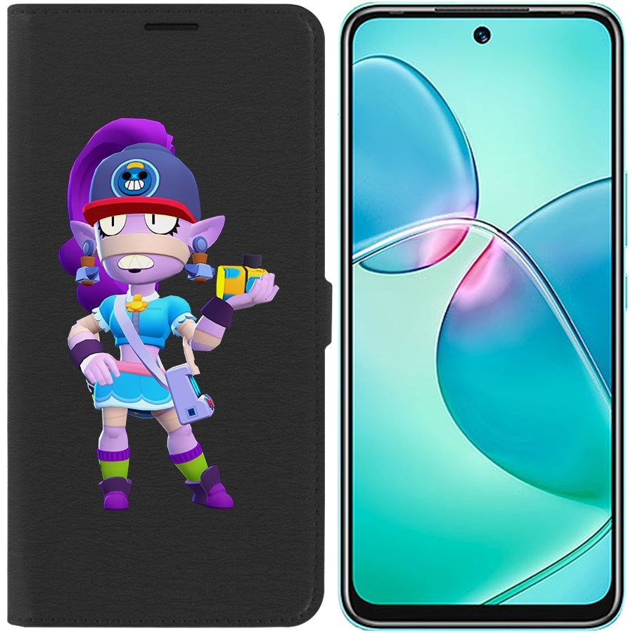 

Чехол-книжка Eco для Infinix Hot 12 Play Brawl Stars-Суперфанатка Эмз (черный)