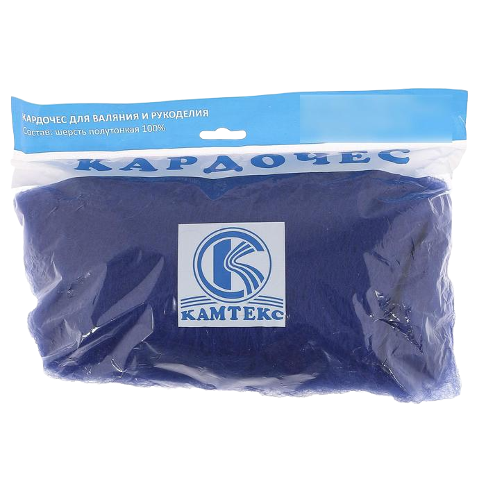 

Шерсть для валяния Кардочес 100% п/тонк.шерсть, 100 гр. Камтекс (019 василек)