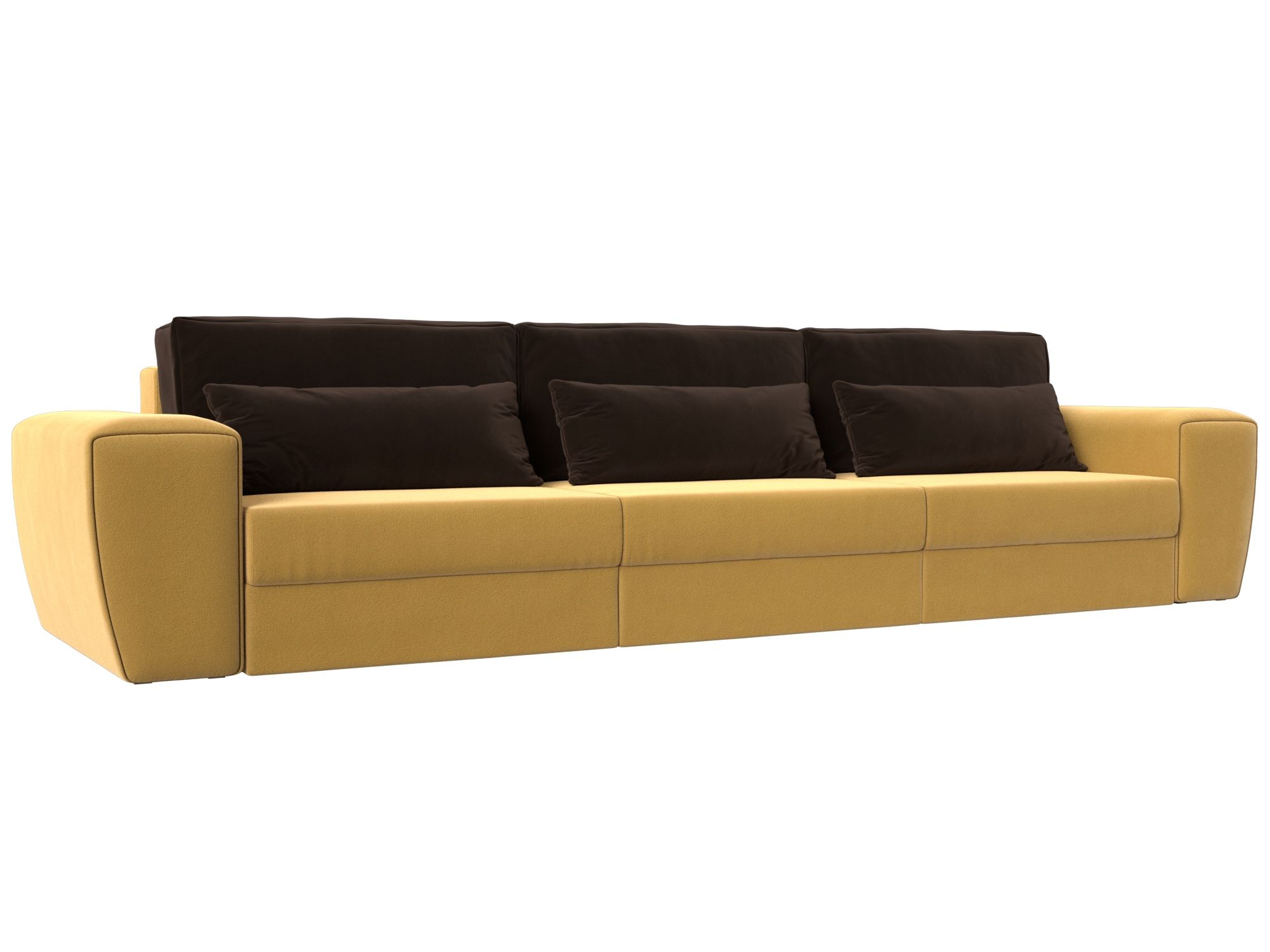 

Прямой диван Лига Диванов Лига-008 Long 372х107х94 см, желтый\коричневый, Прямой диван Лига-008 Long