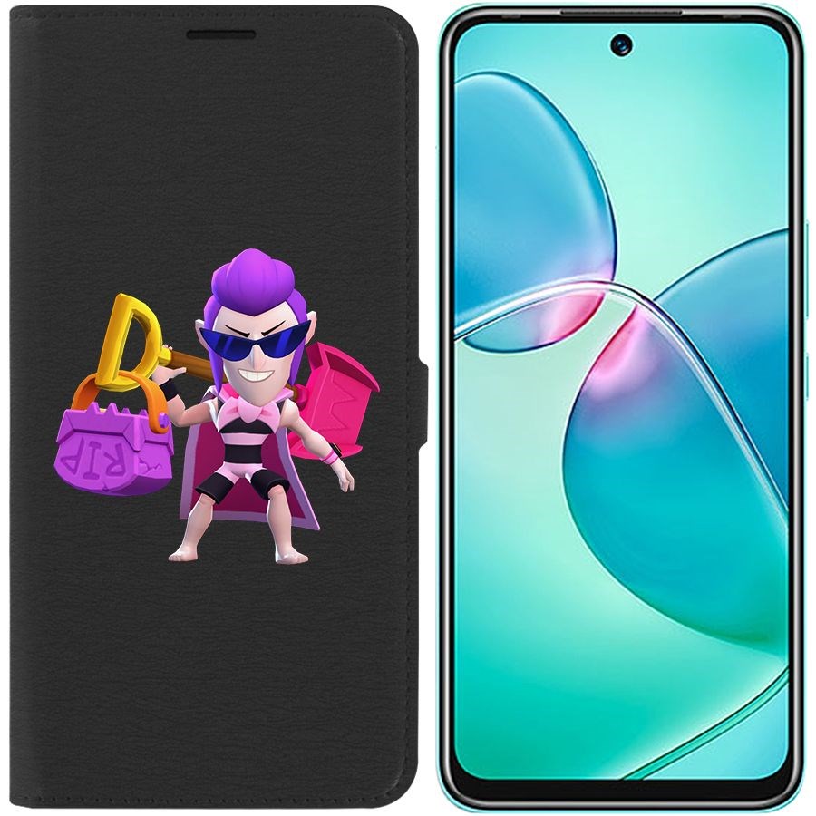 

Чехол-книжка Eco для Infinix Hot 12 Play Brawl Stars-Пляжный Мортис (черный)