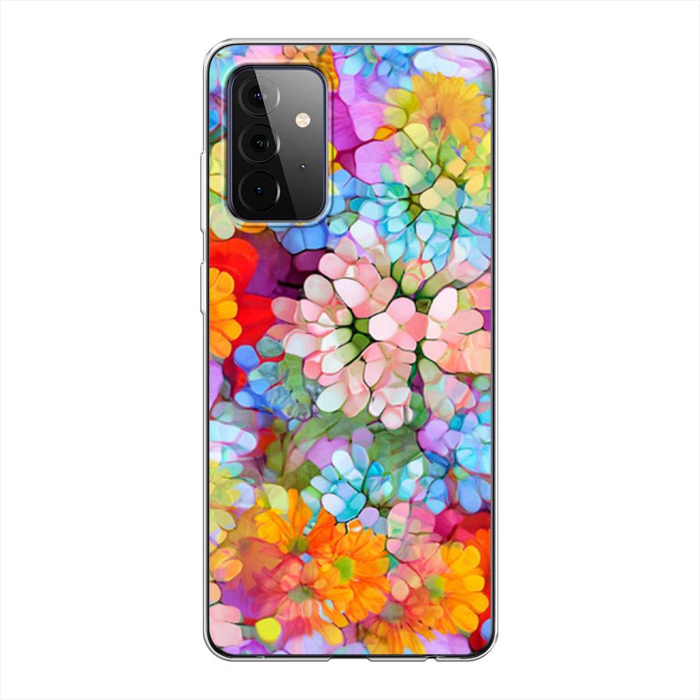 

Чехол на Samsung Galaxy A72 "Цветы витраж", Оранжевый;розовый;голубой, 2101950-3