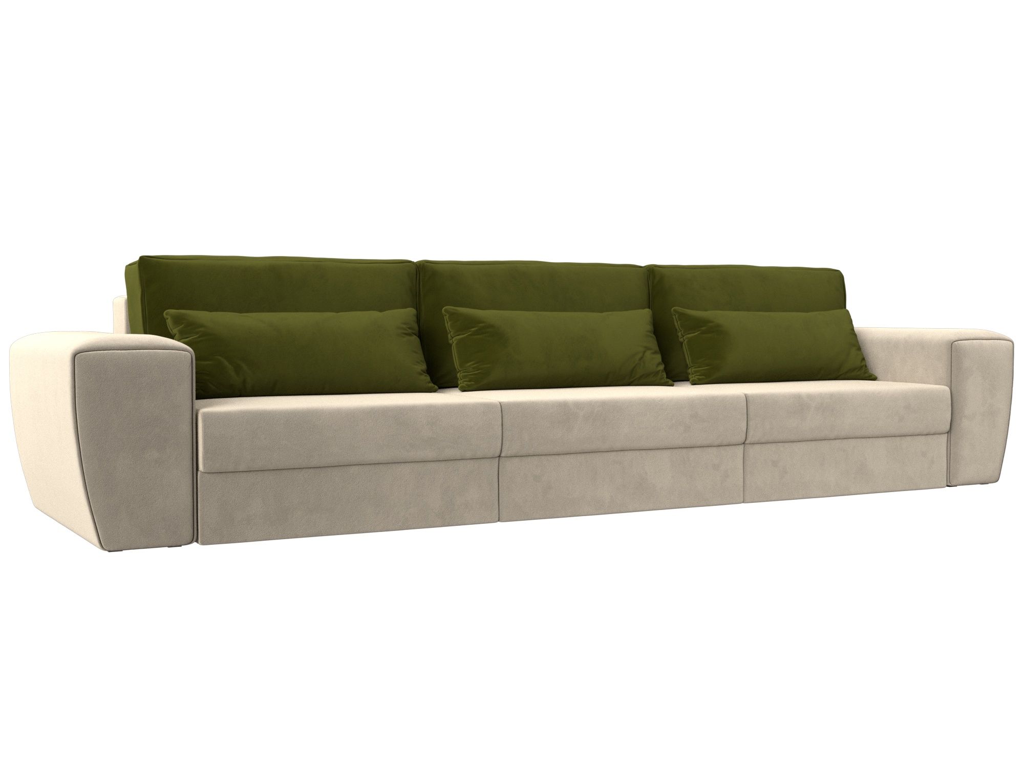 

Прямой диван Лига Диванов Лига-008 Long 372х107х94 см, бежевый\зеленый, Прямой диван Лига-008 Long