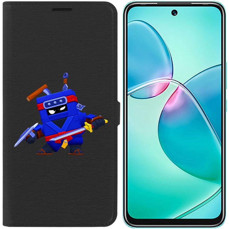 

Чехол-книжка Eco для Infinix Hot 12 Play Brawl Stars-Ниндзя Эш (черный)
