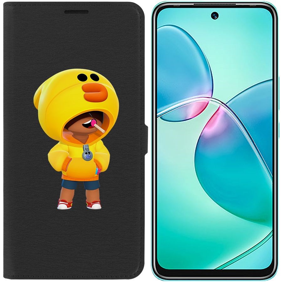 

Чехол-книжка Eco для Infinix Hot 12 Play Brawl Stars-Леон Салли (черный)