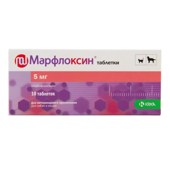 Лекарственный препарат KRKA Марфлоксин для собак и кошек 5 мг х 10 таблеток