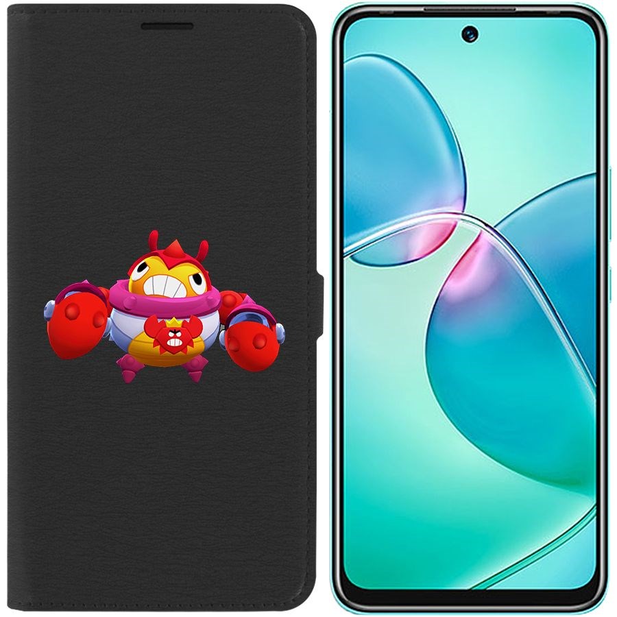 

Чехол-книжка Eco для Infinix Hot 12 Play Brawl Stars-Краб Тик (черный)