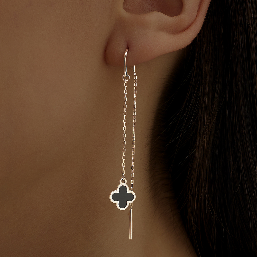 

Серьги из серебра ЮВЕЛИР КАРАТ 2029910/9ЧГ, эмаль, 2029910/9ЧГ